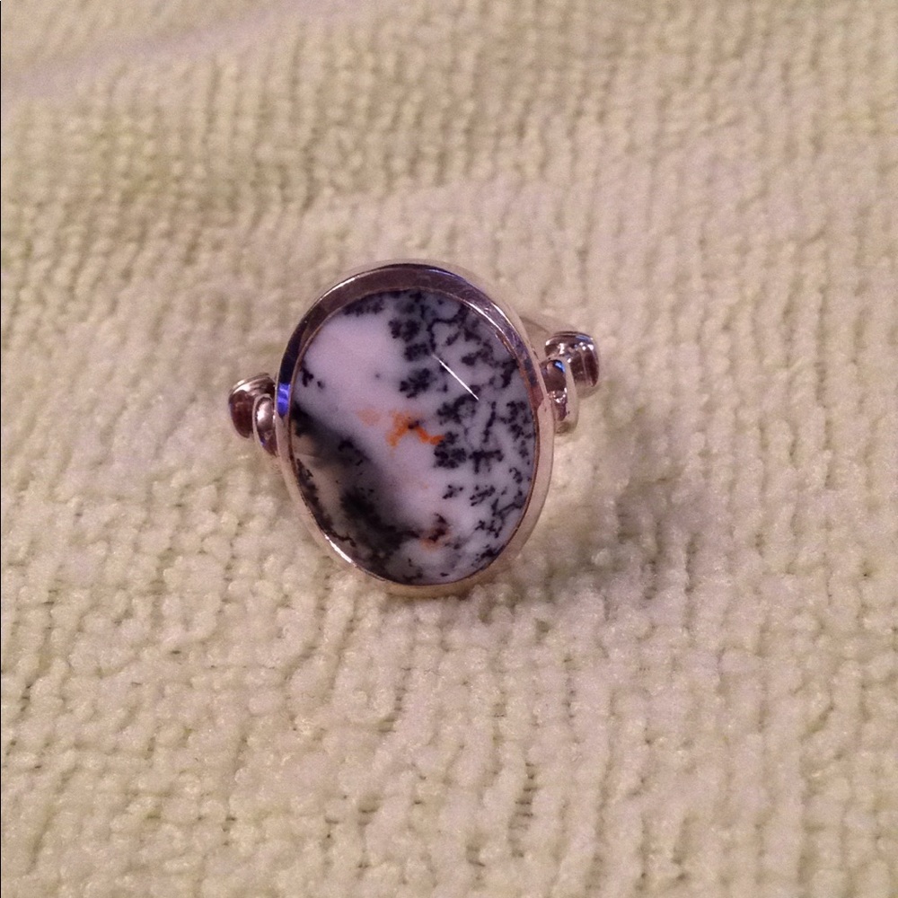 925 Sterling Silver Dendritic Opal Ring